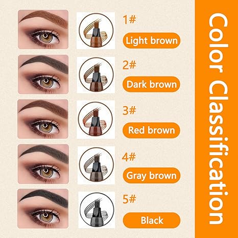 Upgraded Magic Eyebrow Pencil Waterproof Long-Lasting, Ultra-Fine Tip Eyebrow Pencil with 4 Fork-Light Brown