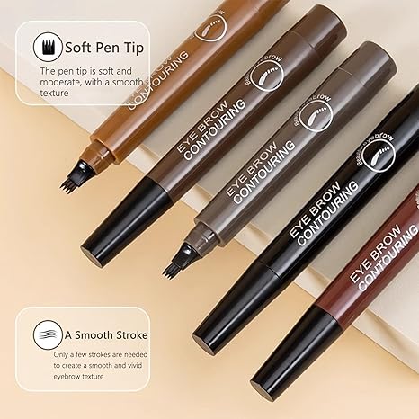 Upgraded Magic Eyebrow Pencil Waterproof Long-Lasting, Ultra-Fine Tip Eyebrow Pencil with 4 Fork-Light Brown