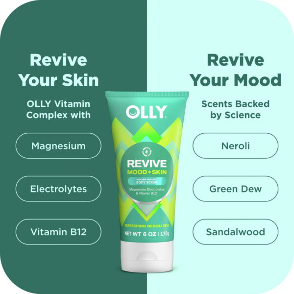 OLLY Vitamins Revive Body Scrub Exfoliates & Repairs Skin Barrier Neroli Dew, 6 oz
